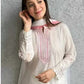 Women Pure Cotton Pink and White Kurta set with Lace Cuff