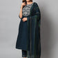 Women's Chinon Silk Kurta & Trousers Pant with Nazneen Shibori Print Dupatta
